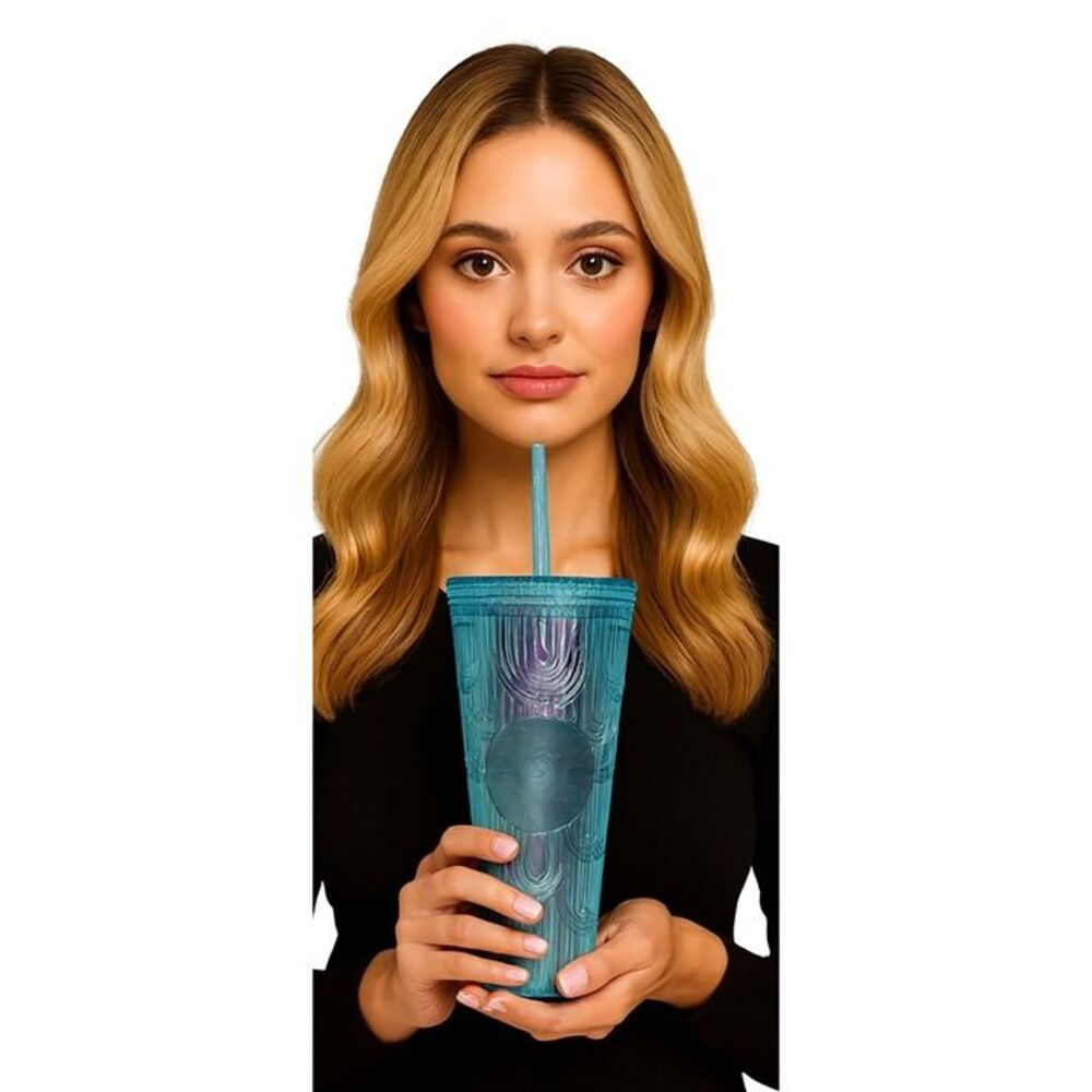 2022 Starbucks Tumbler Spring Iridescent Holographic Wave Venti BLUE Cup  24 Oz